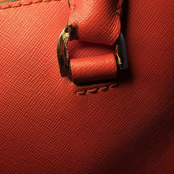 Michael Kors Cindy Medium Dome Satchel - Mandarin Saffiano Leather - Picture 6 of 16